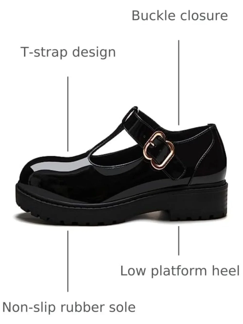 Girls Mary Jane Dress Shoes Platform Loafers School Uniform Chunky Heel T-Strap